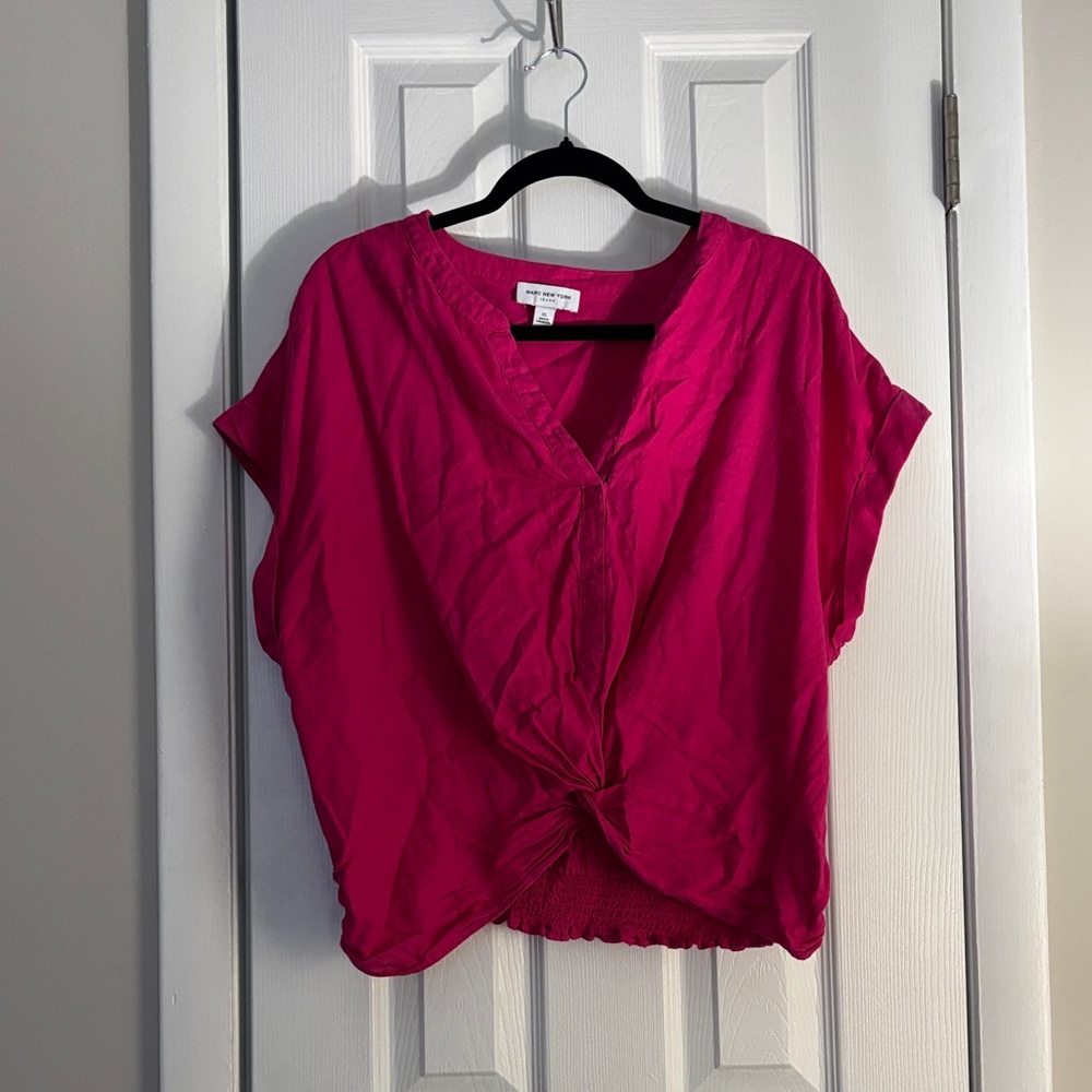 Marc New York Fuchsia V-Neck Blouse